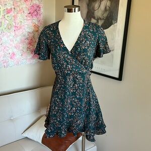 Sadie & Sage Midi Dress Teal and Pink Size XS Floral
